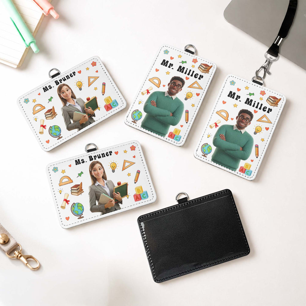Teacher Cartoon Version - Personalized Badge Holder