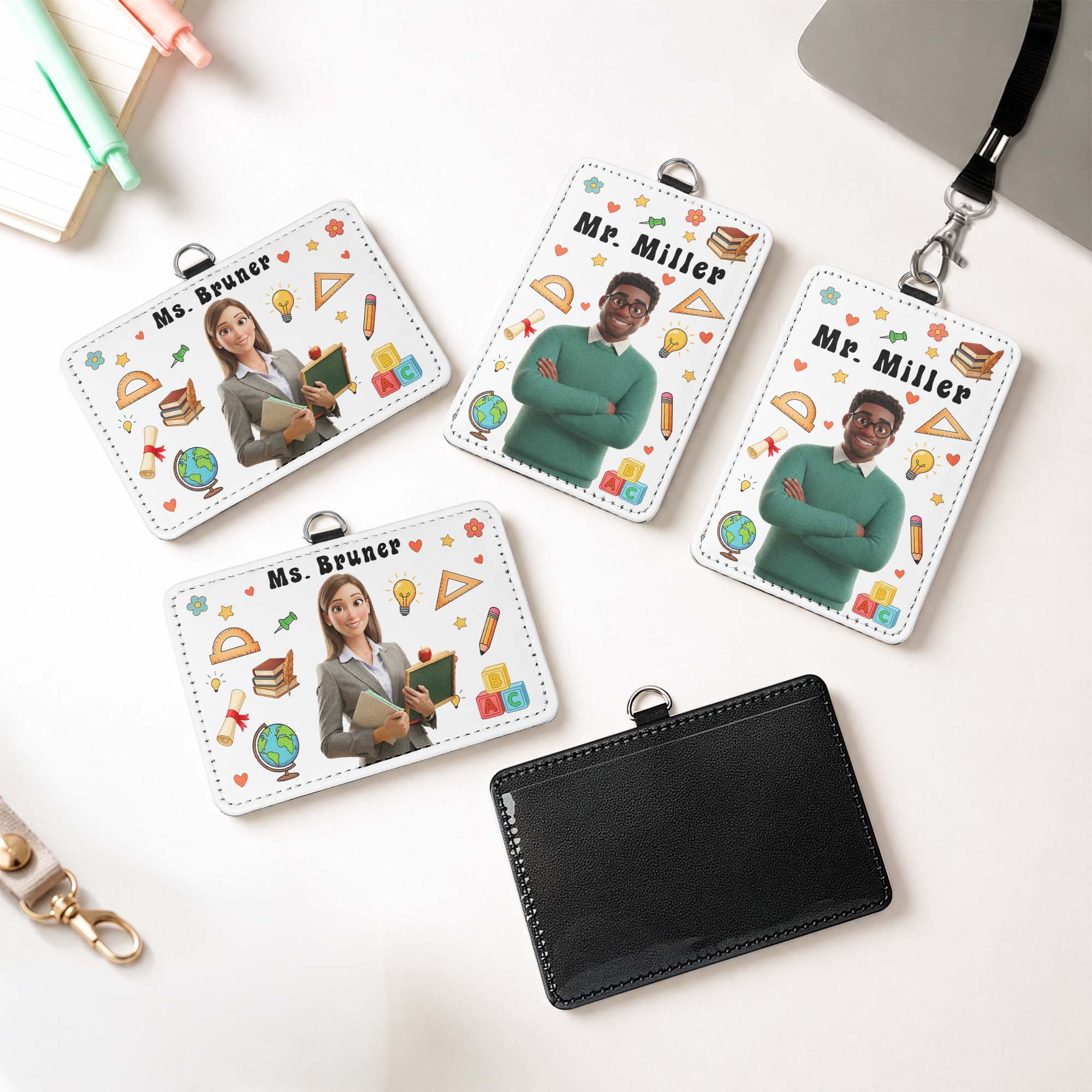 Teacher Cartoon Version - Personalized Badge Holder