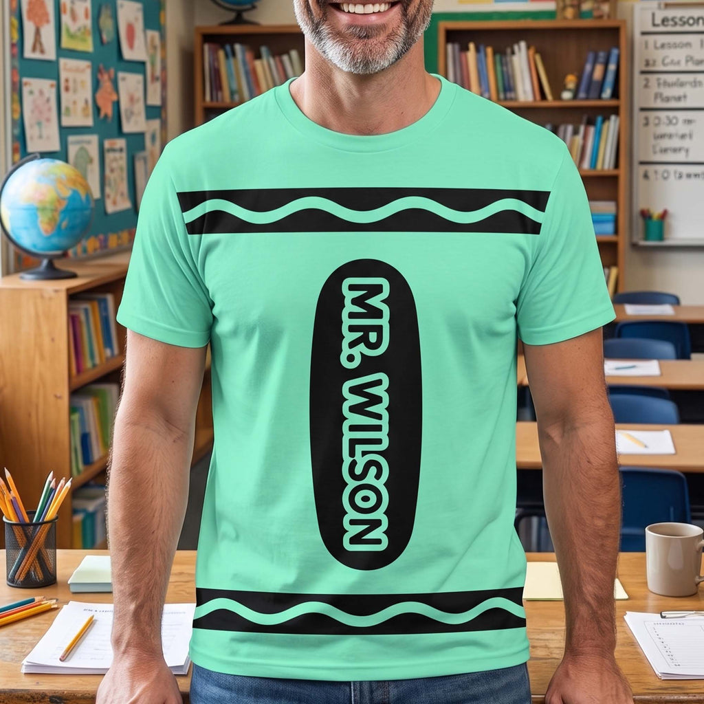 Teacher Crayon Custom Name Back To School Halloween - Personalized Shirt