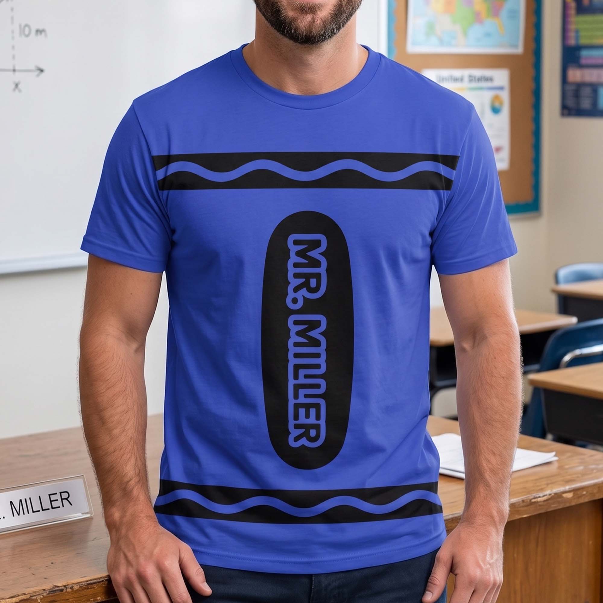 Teacher Crayon Custom Name Back To School Halloween - Personalized Shirt