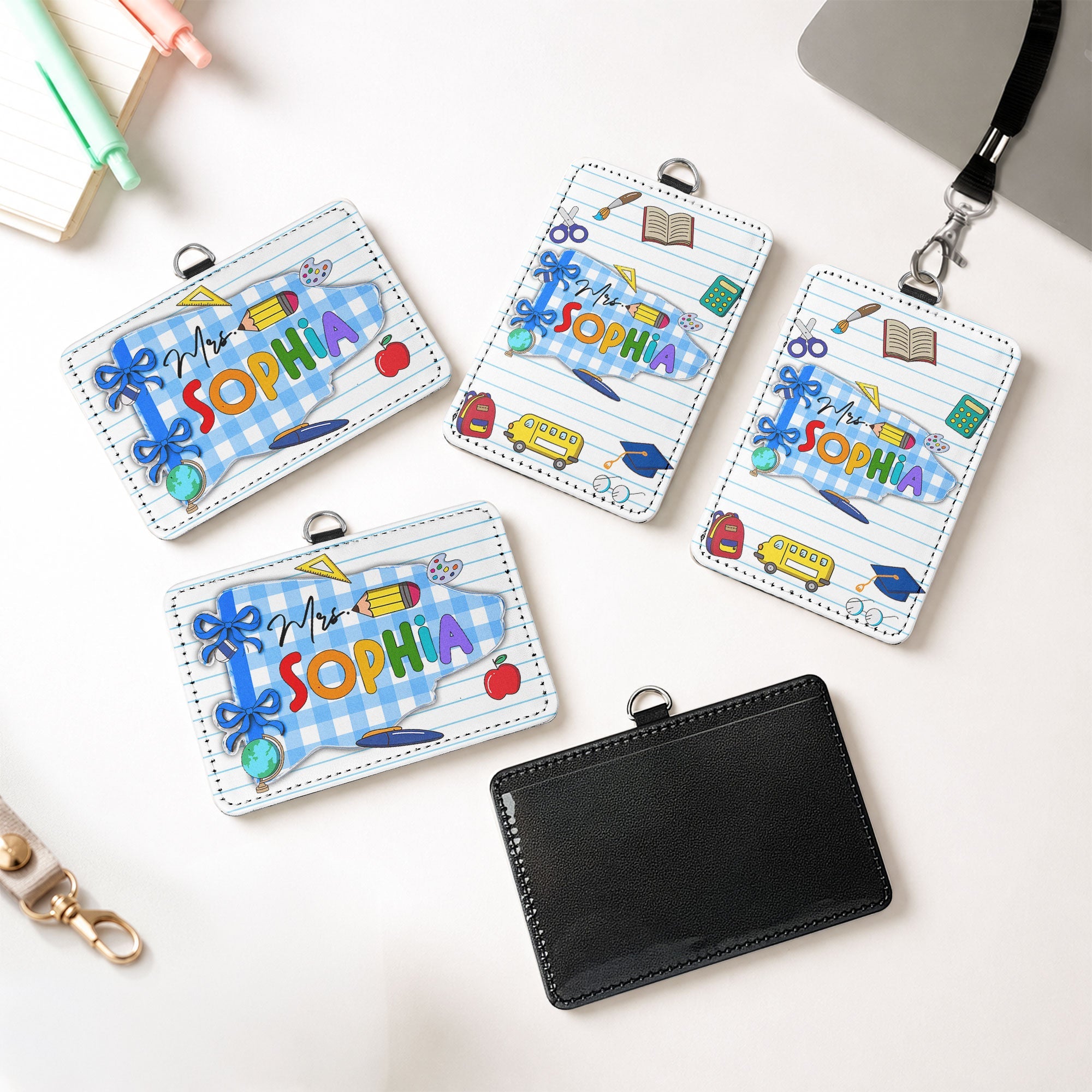 Teacher Custom Name Pennant Design - Personalized Badge Holder