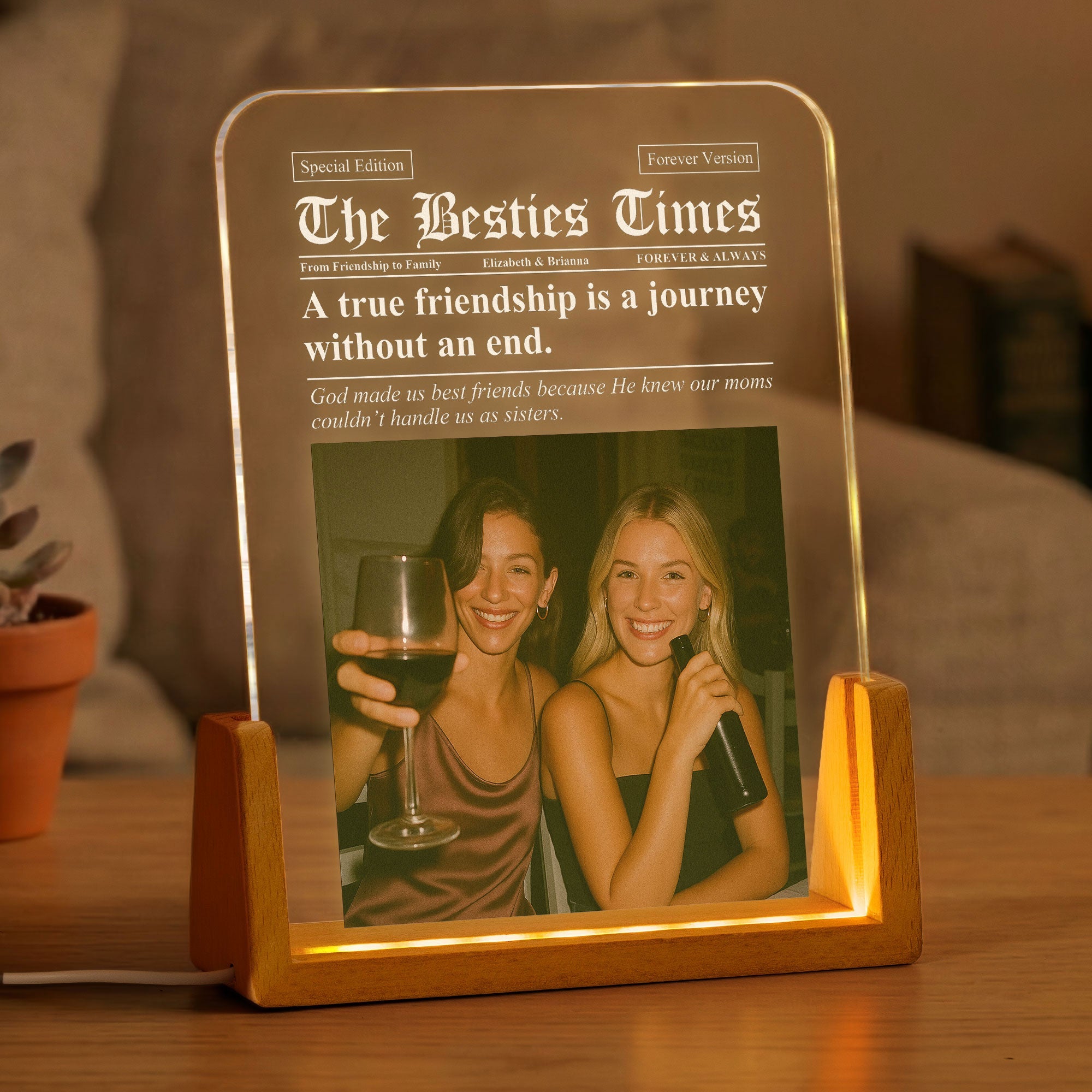 The Besties Times - Friendship Thank You Gift - Personalized Night Light