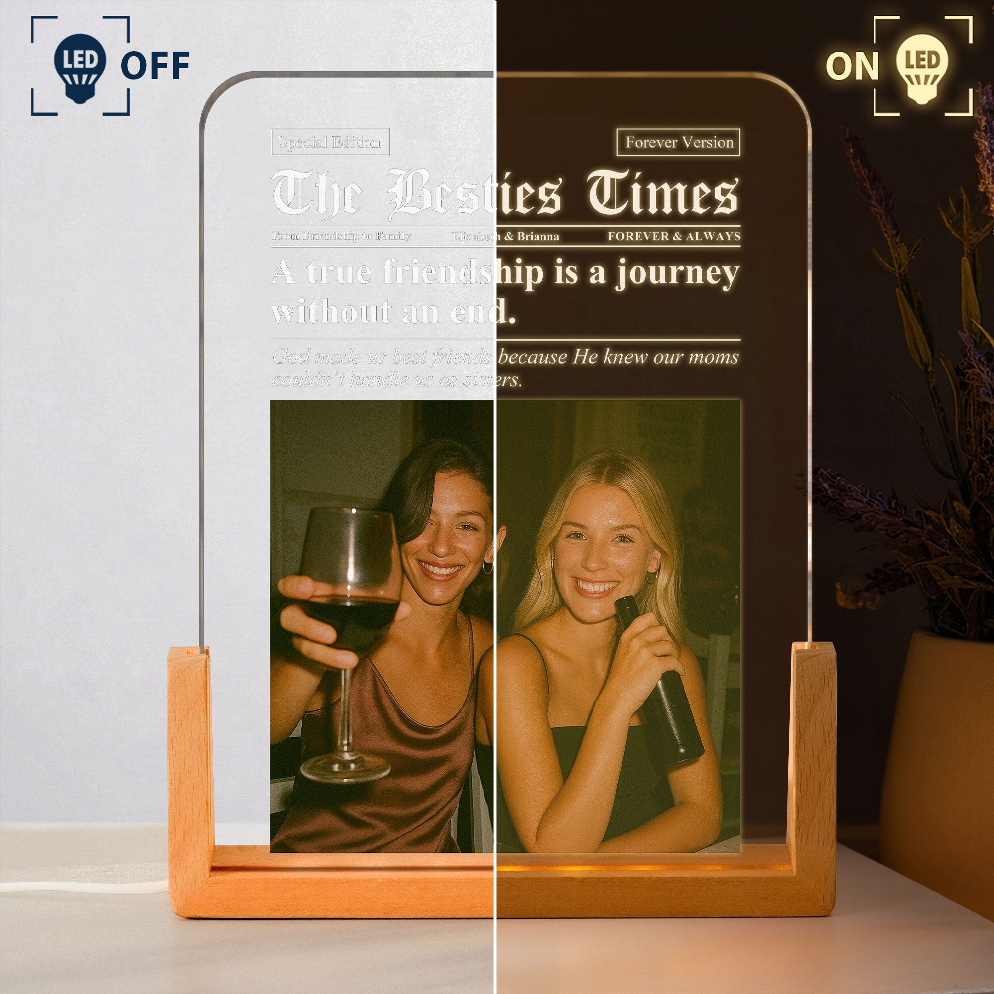 The Besties Times - Friendship Thank You Gift - Personalized Night Light
