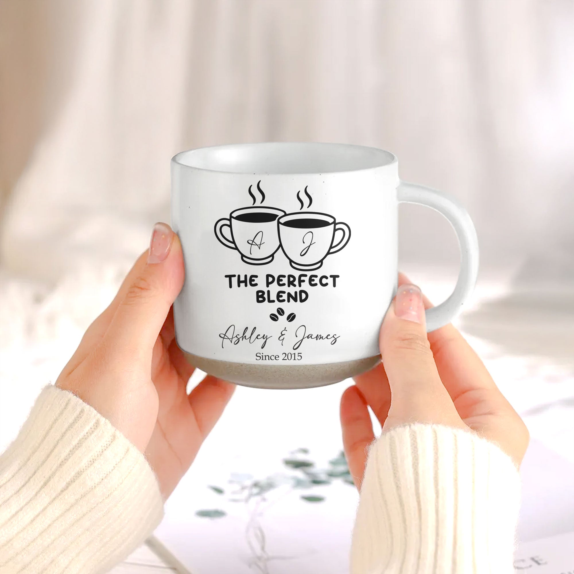 The Perfect Blend - Matching Coffee Pottery Mug For Couples - Personalized Mug