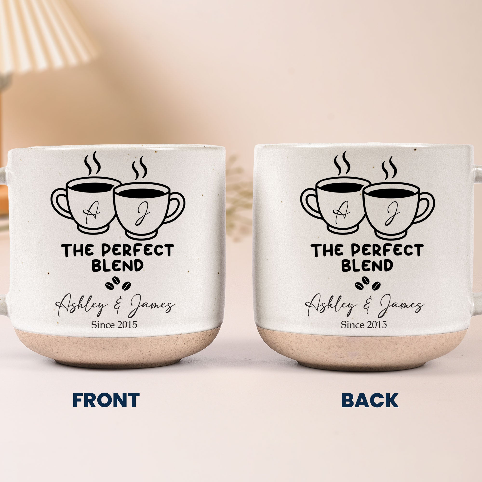 The Perfect Blend - Matching Coffee Pottery Mug For Couples - Personalized Mug