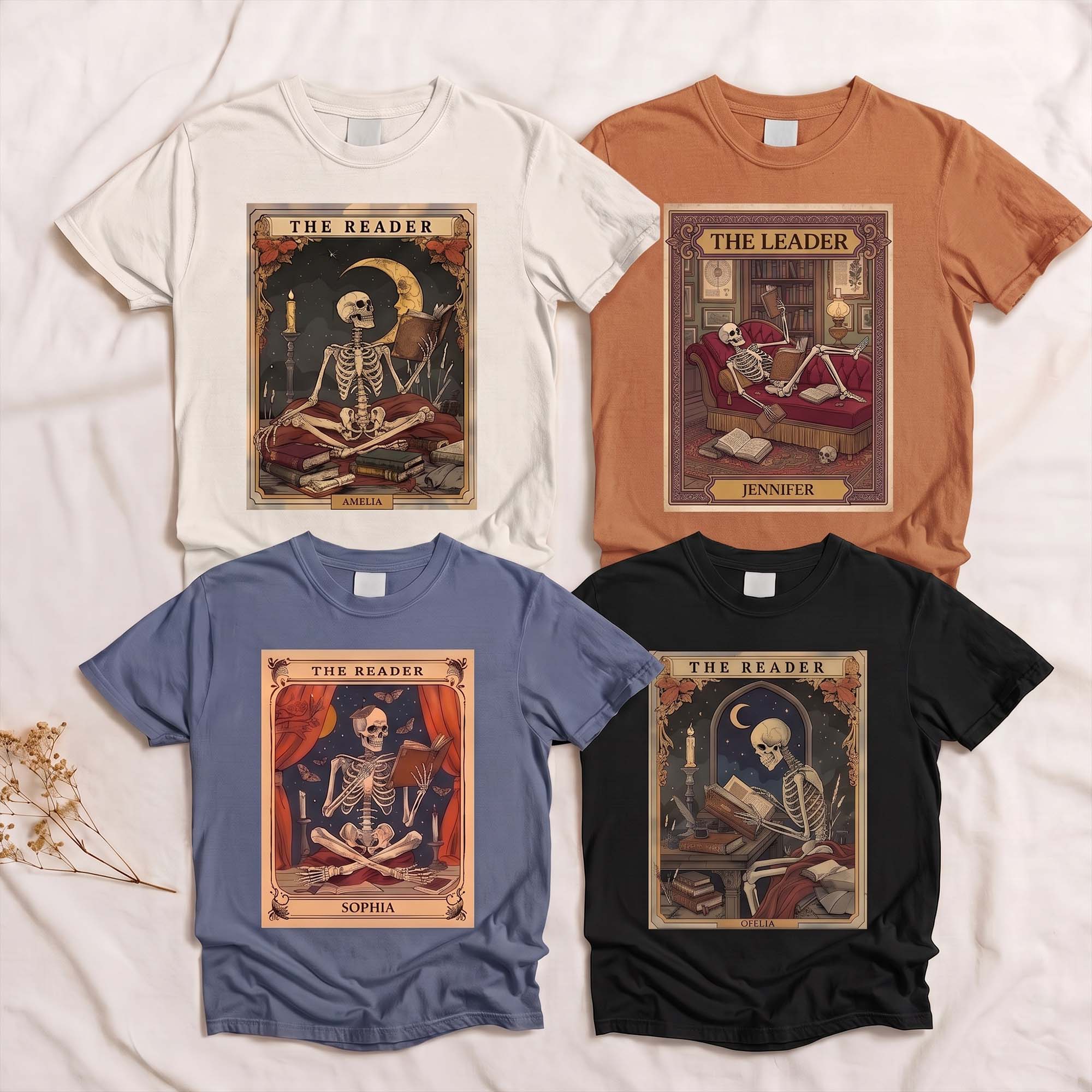 The Reader Tarot Card, Skeleton Reading Book - Personalized Shirt
