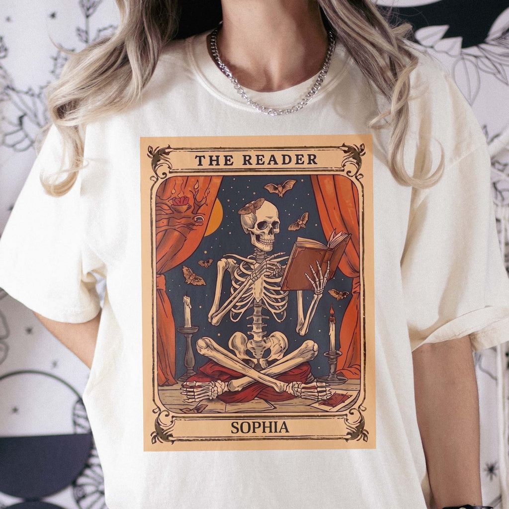 The Reader Tarot Card, Skeleton Reading Book - Personalized Shirt
