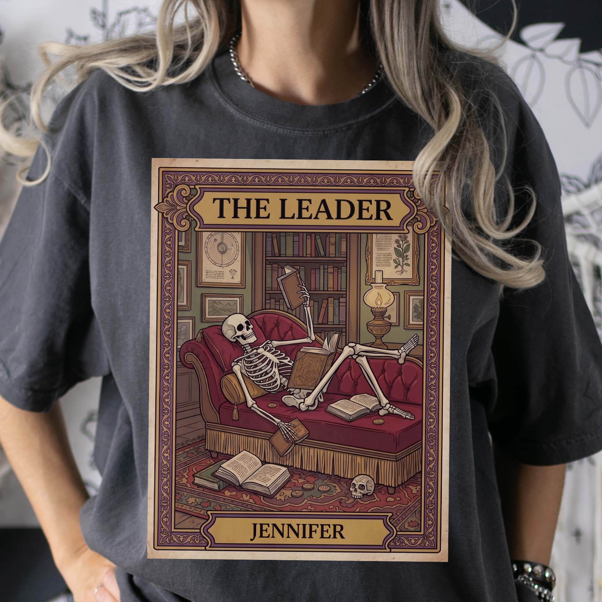 The Reader Tarot Card, Skeleton Reading Book - Personalized Shirt