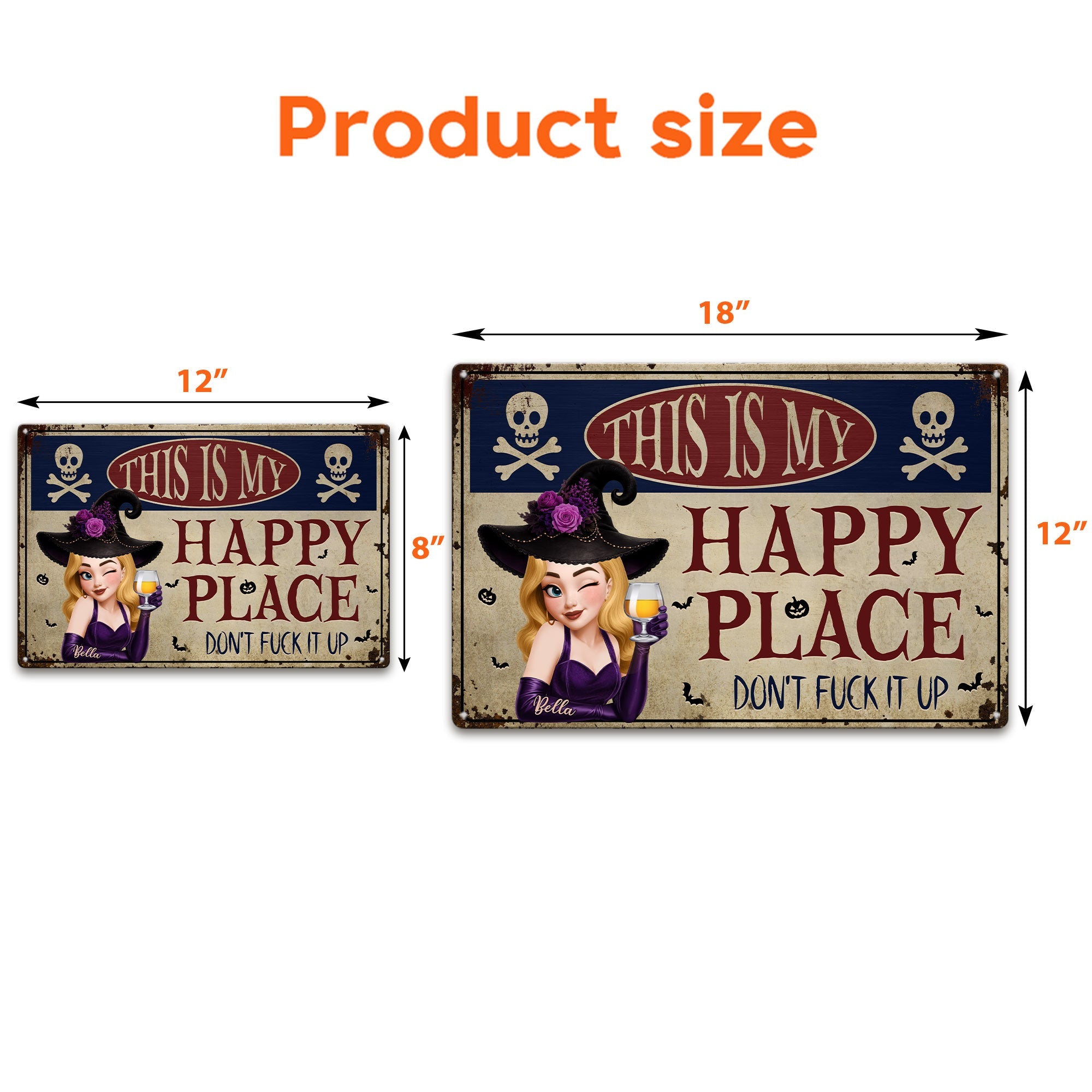 This Is My Happy Place Don't Fuck It Up Witch Funny Sign - Personalized Metal Sign
