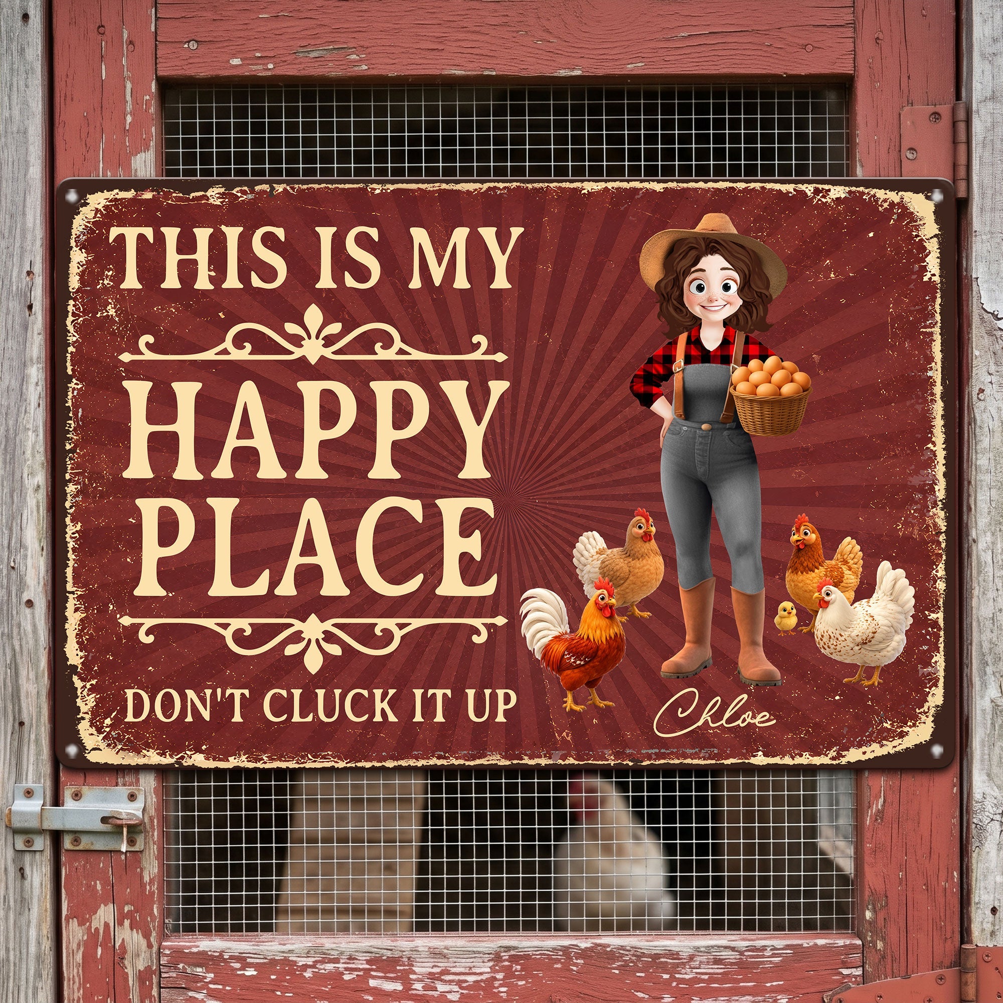 This Is My Happy Place Funny Gift For Gardener Farmer - Personalized Metal Sign