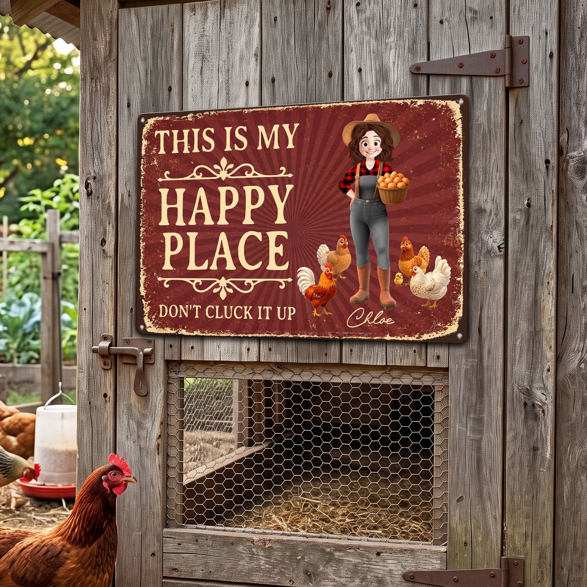 This Is My Happy Place Funny Gift For Gardener Farmer - Personalized Metal Sign