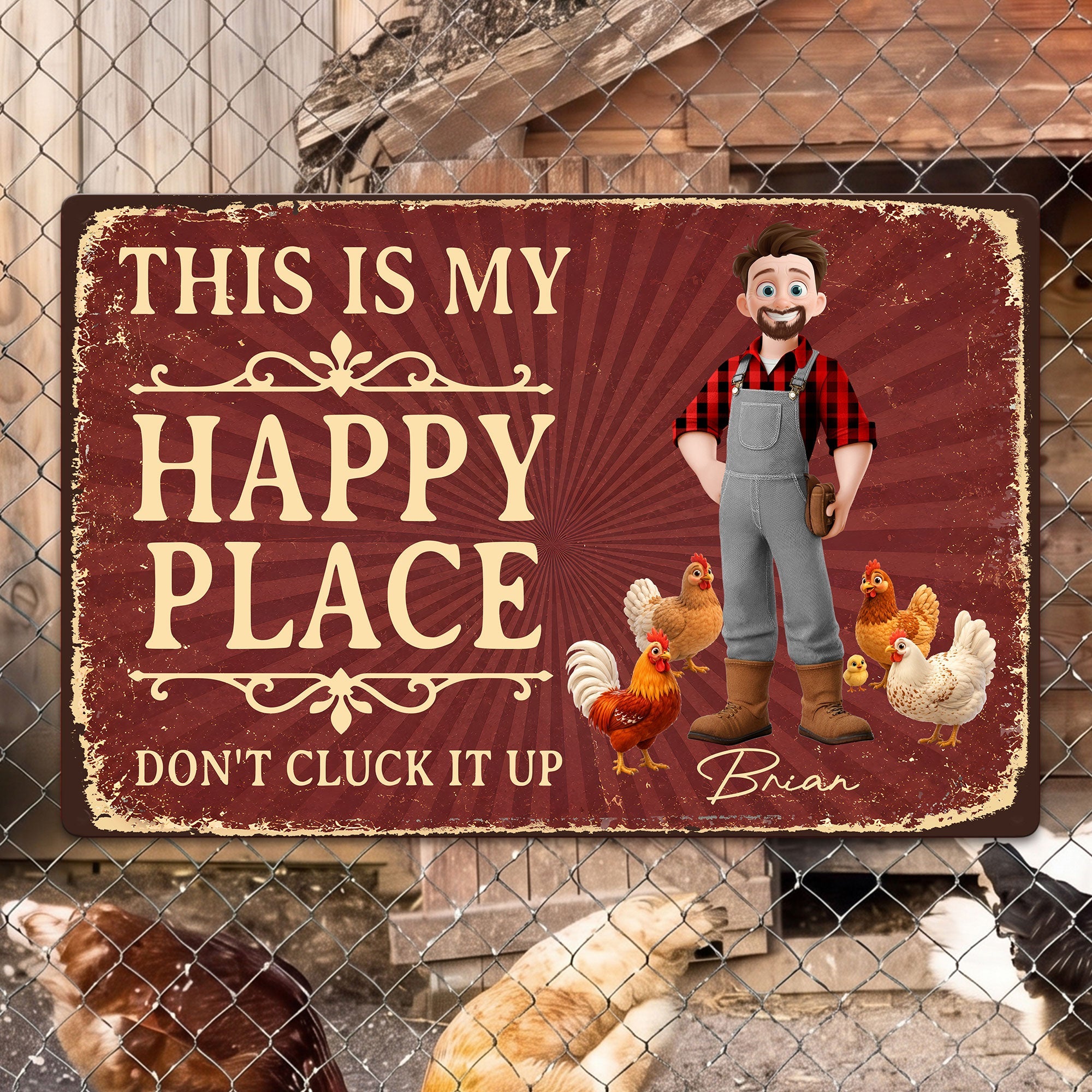 This Is My Happy Place Funny Gift For Gardener Farmer - Personalized Metal Sign