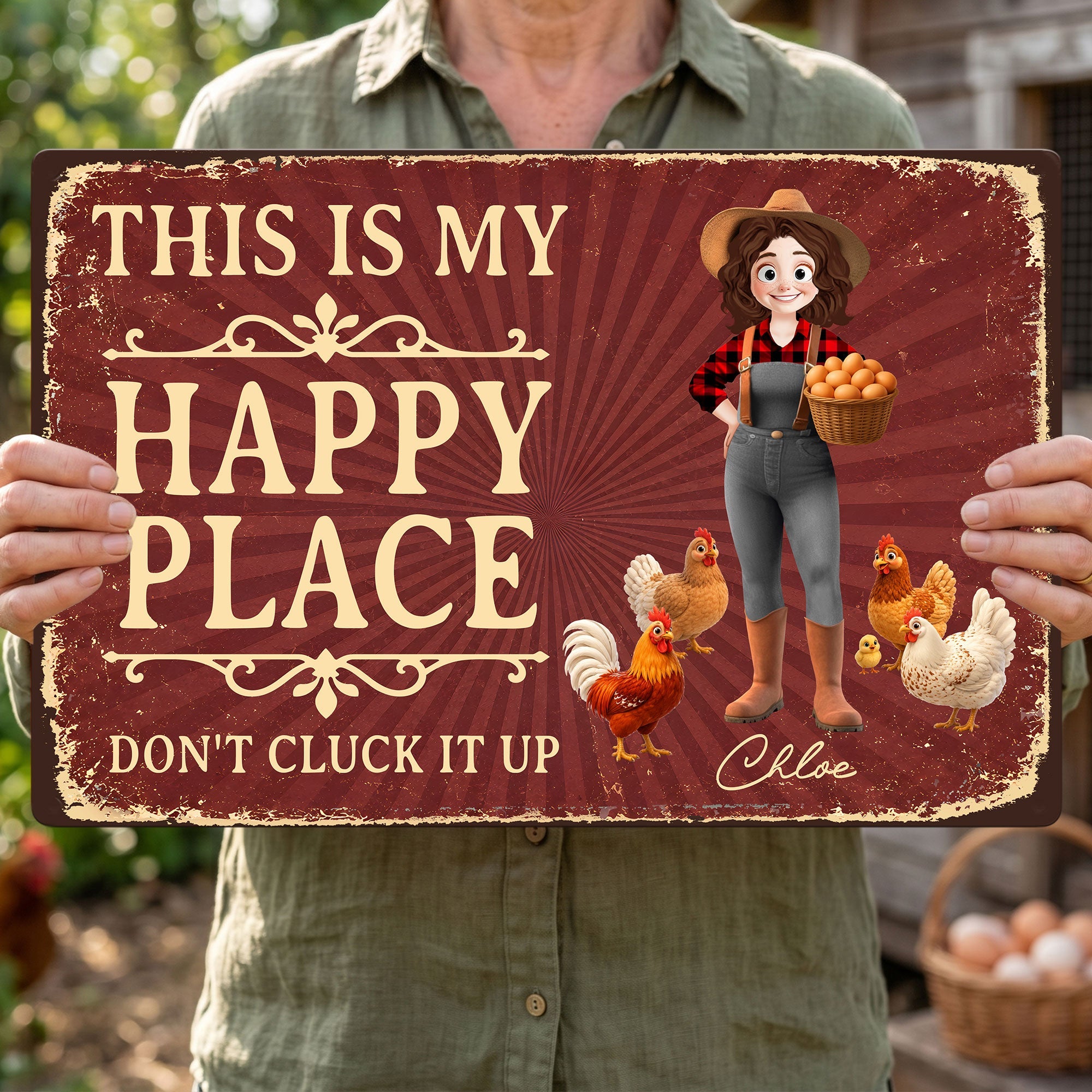 This Is My Happy Place Funny Gift For Gardener Farmer - Personalized Metal Sign