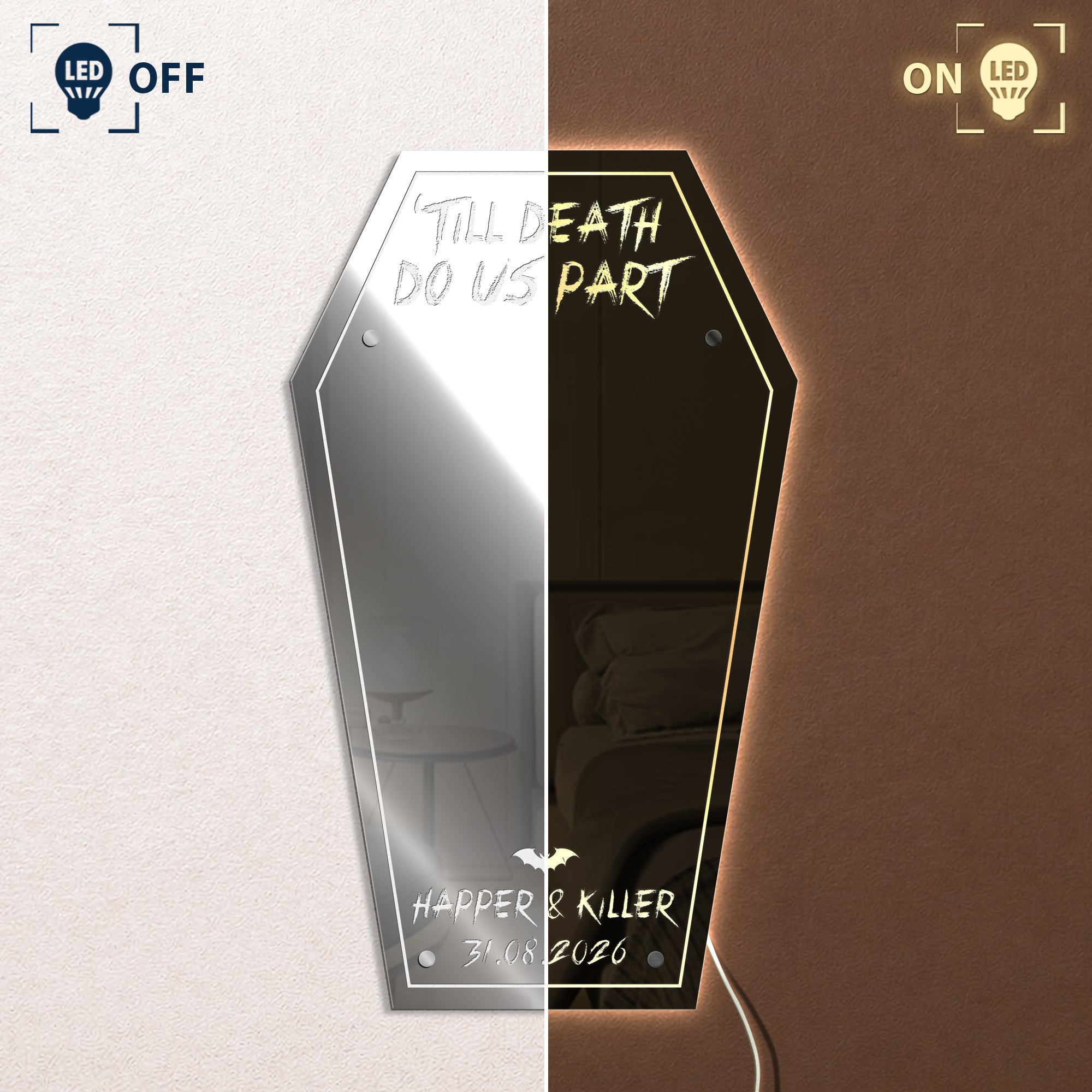 Till Death Do Us Part - Personalized LED Mirror