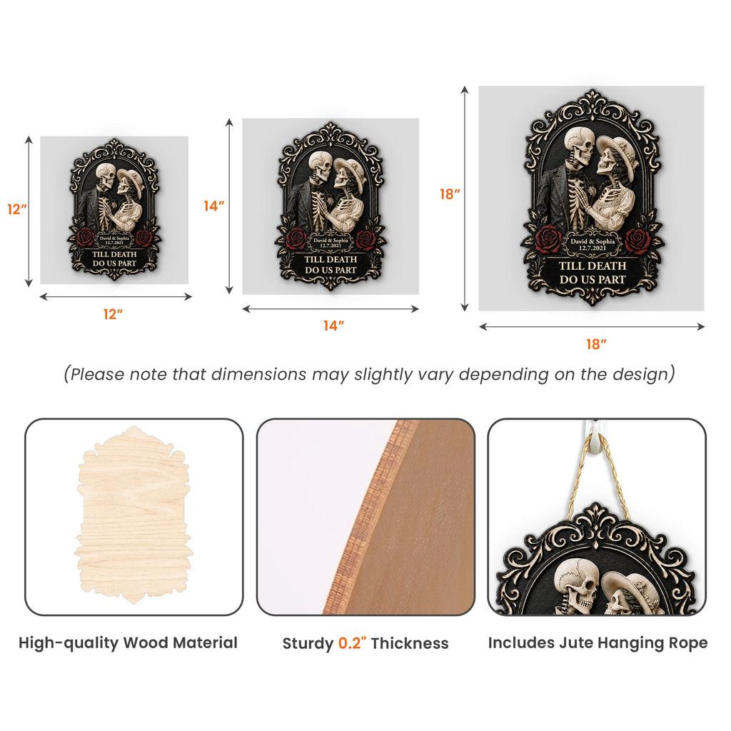 Till Death Do Us Part Skull Couple Anniversary Gift For Him, Her - Personalized Wood Sign