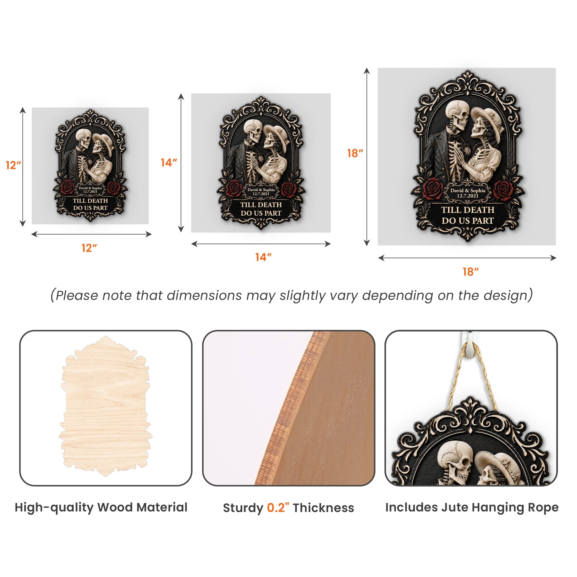 Till Death Do Us Part Skull Couple Anniversary Gift For Him, Her - Personalized Wood Sign