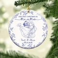 Toile De Jouy Your Photo - Our First Christmas As Mr. Mrs. - Personalized Ornament