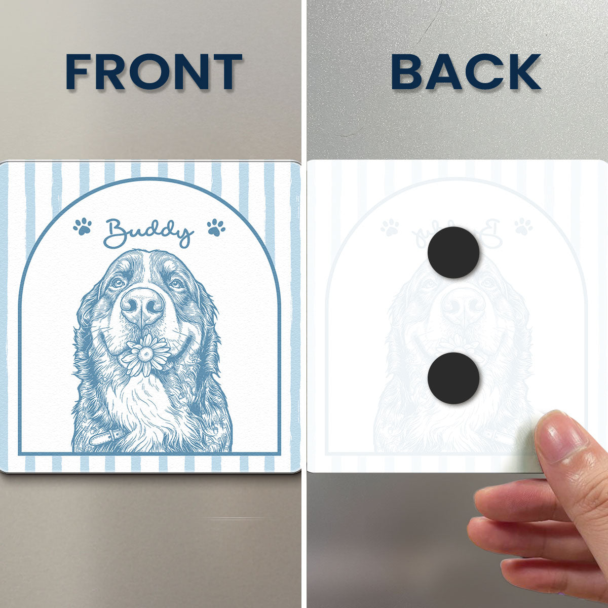 Turn Pet Photo Into Art - Gifts For Dog Lovers, Cat Lovers - Vintage Frame - Personalized Magnet