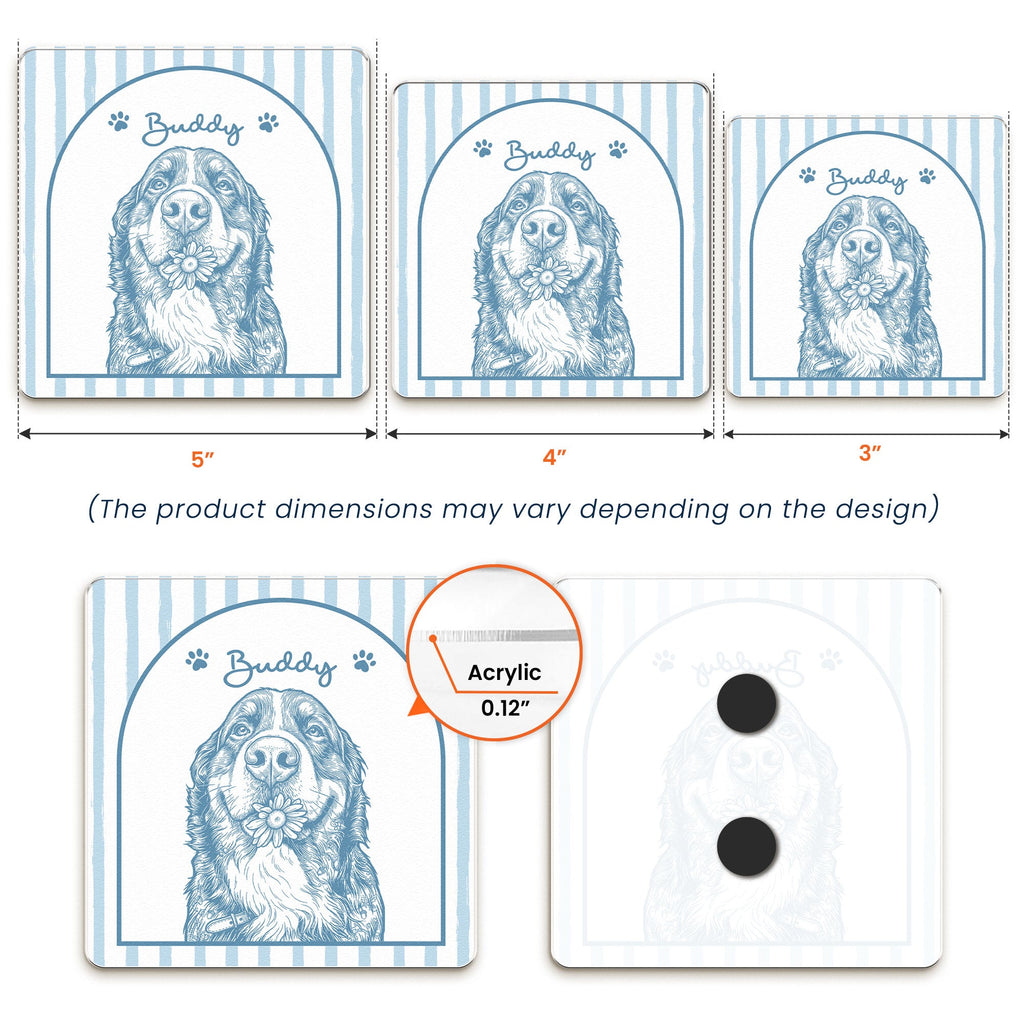 Turn Pet Photo Into Art - Gifts For Dog Lovers, Cat Lovers - Vintage Frame - Personalized Magnet