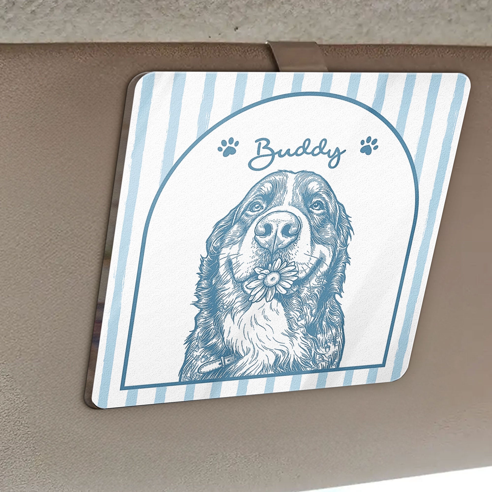 Turn Pets' Photo Into Art - Vintage Stripe - Personalized Car Visor Clip
