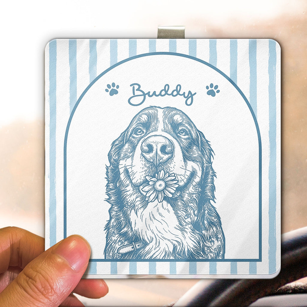 Turn Pets' Photo Into Art - Vintage Stripe - Personalized Car Visor Clip
