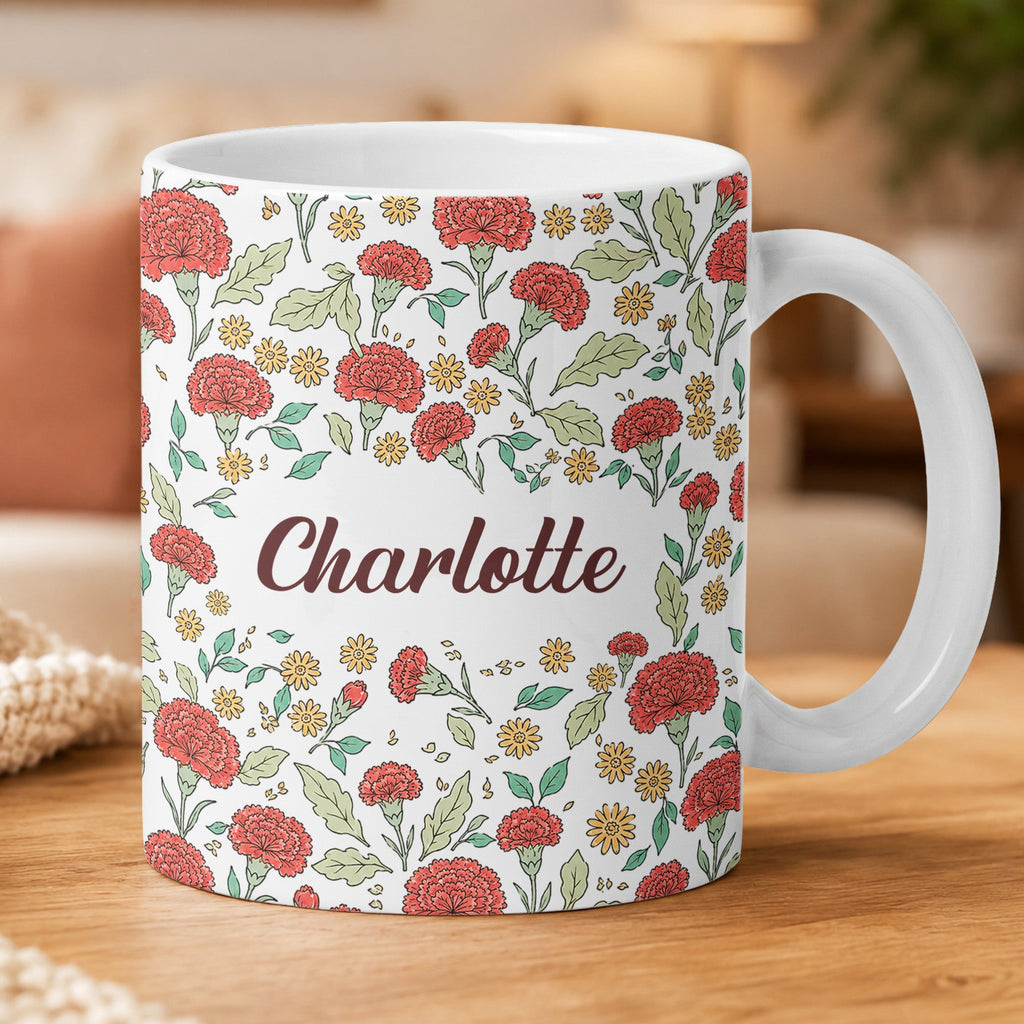 Vintage Birth Flower Wedding Bridesmaid Birthday Stocking Gift - Personalized Mug