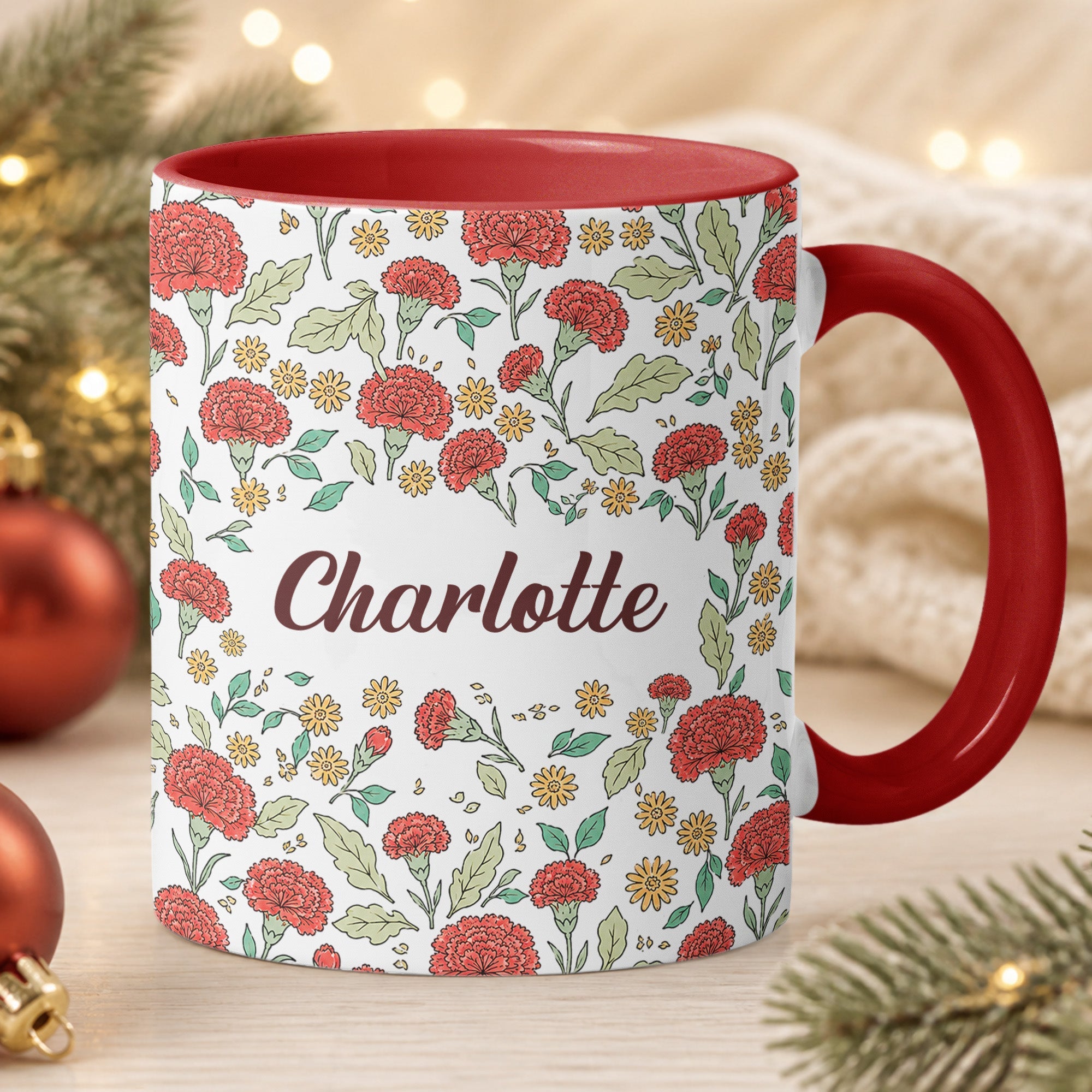 Vintage Birth Flower Wedding Bridesmaid Birthday Stocking Gift - Personalized Mug