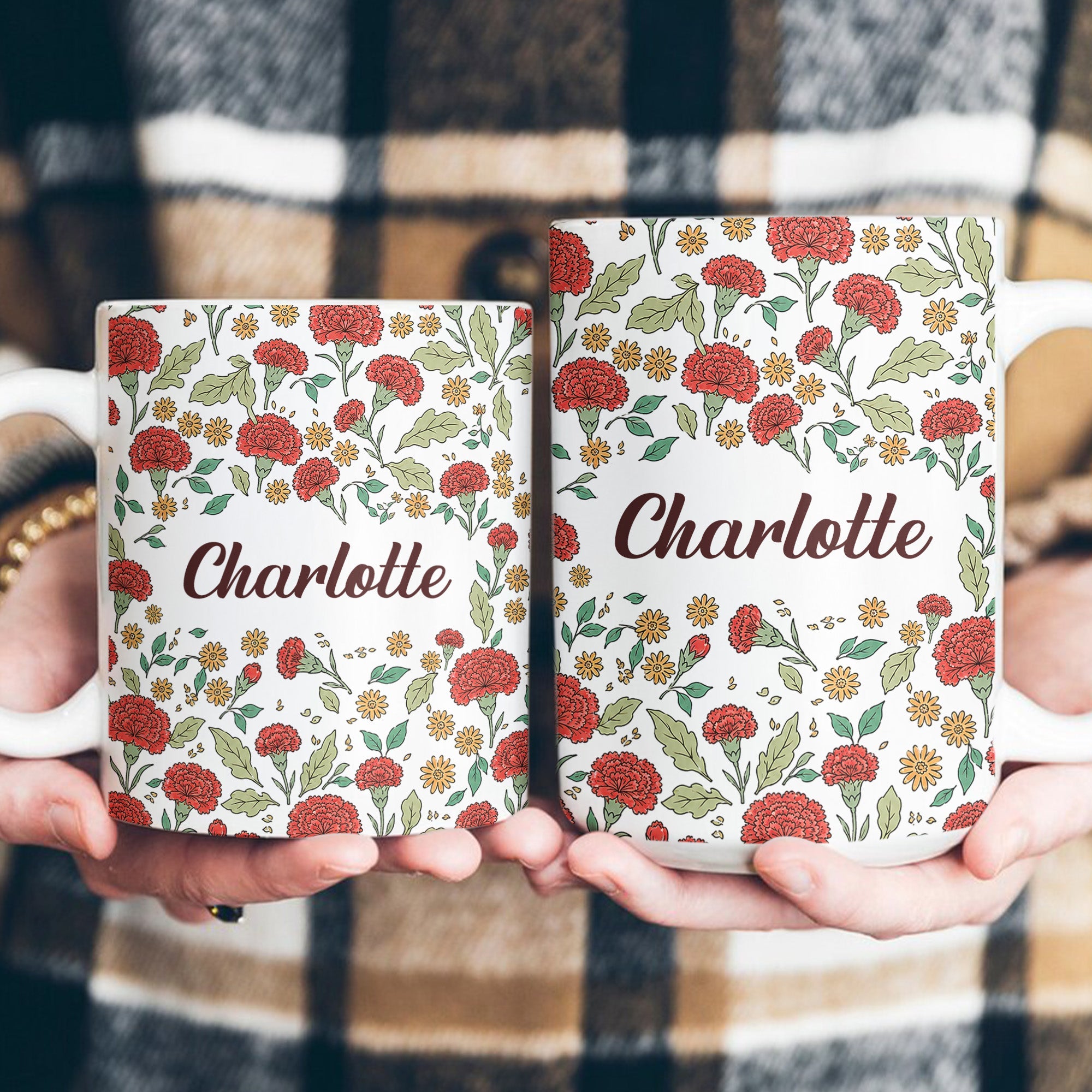 Vintage Birth Flower Wedding Bridesmaid Birthday Stocking Gift - Personalized Mug