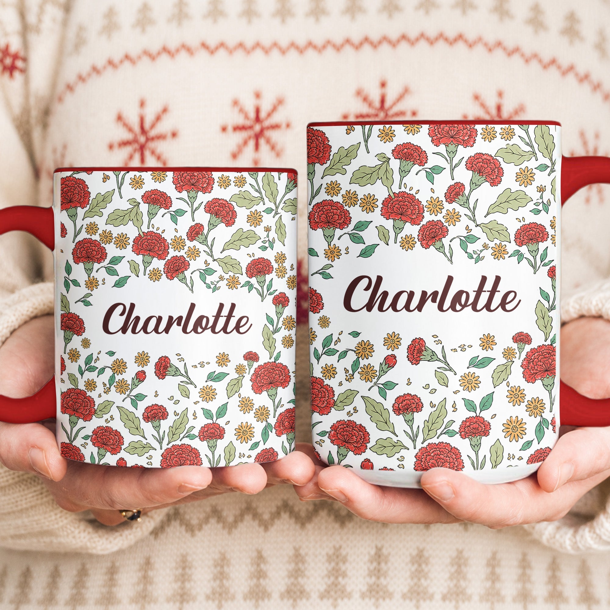Vintage Birth Flower Wedding Bridesmaid Birthday Stocking Gift - Personalized Mug