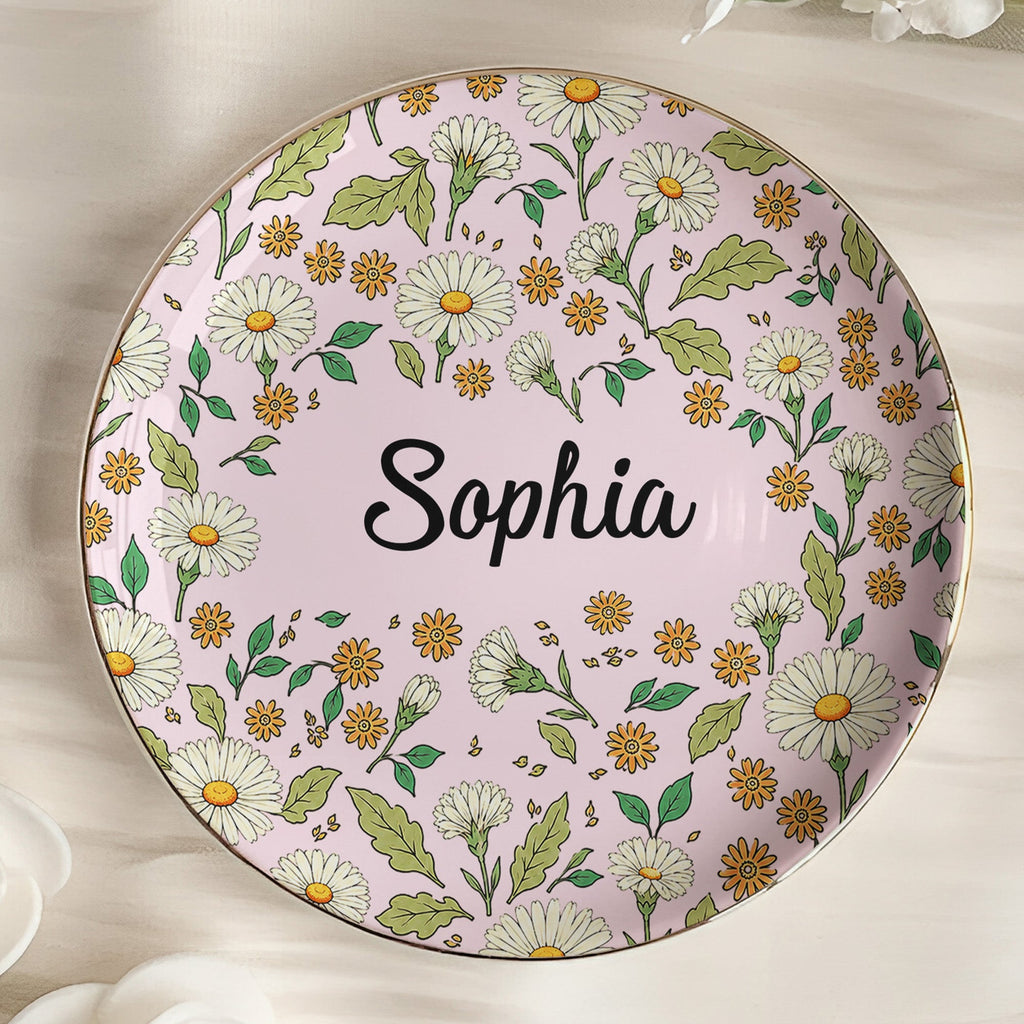 Vintage Birth Flower Wedding Bridesmaid Birthday Stocking - Personalized Jewelry Dish