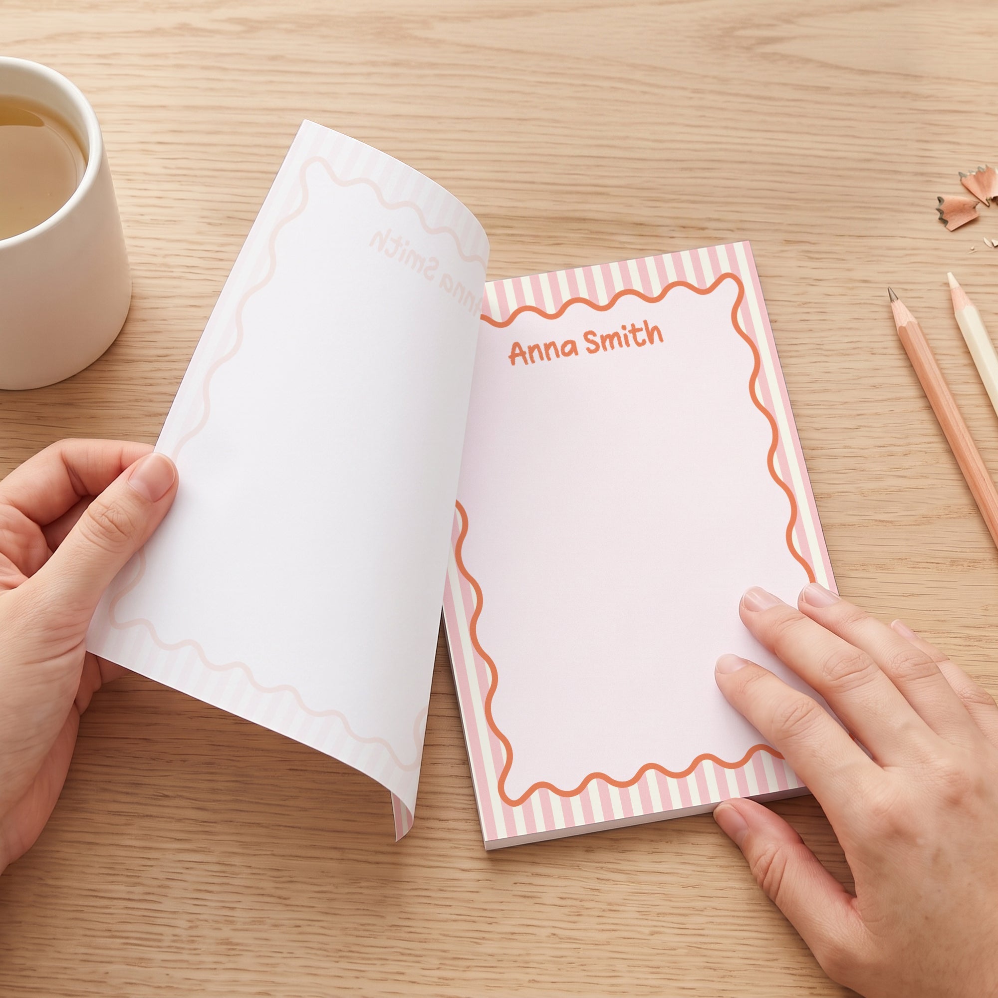 Wavy Border Custom Name For Coworker, Friends, Her - Personalized Notepad