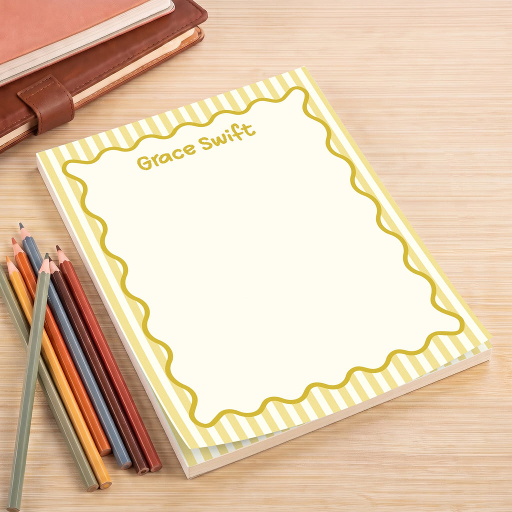 Wavy Border Custom Name For Coworker, Friends, Her - Personalized Notepad