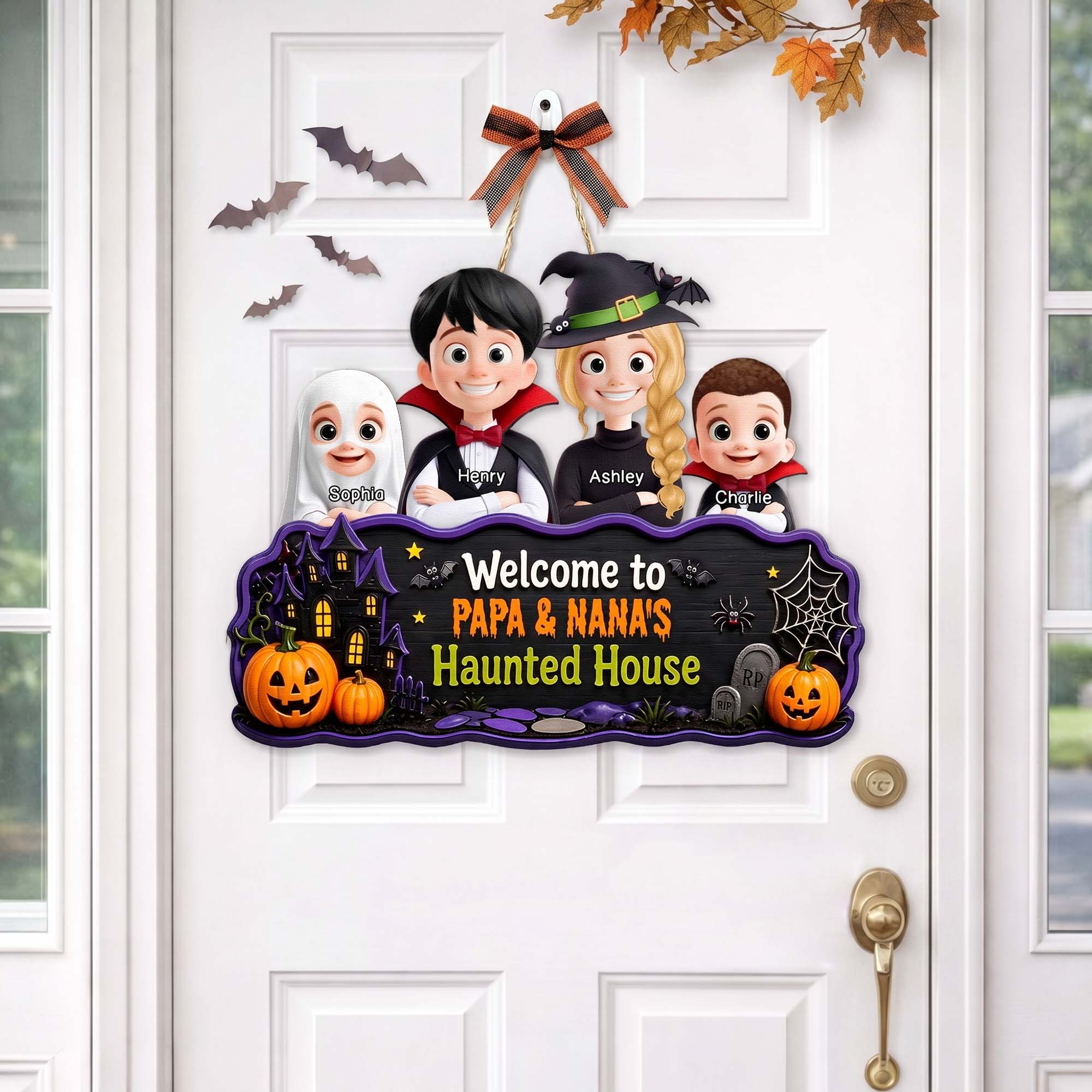 Welcome To Haunted House - Personalized Wood Sign