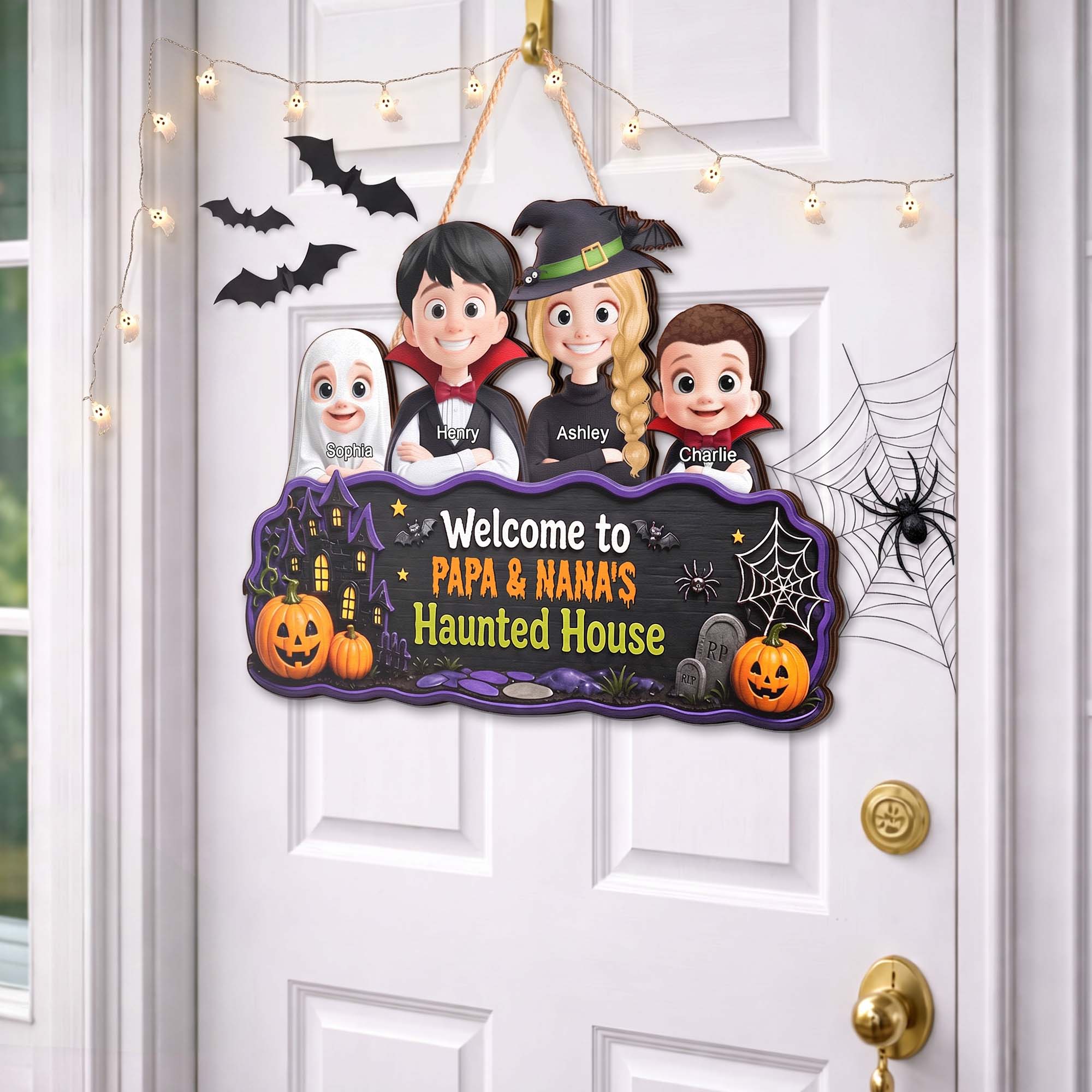 Welcome To Haunted House - Personalized Wood Sign