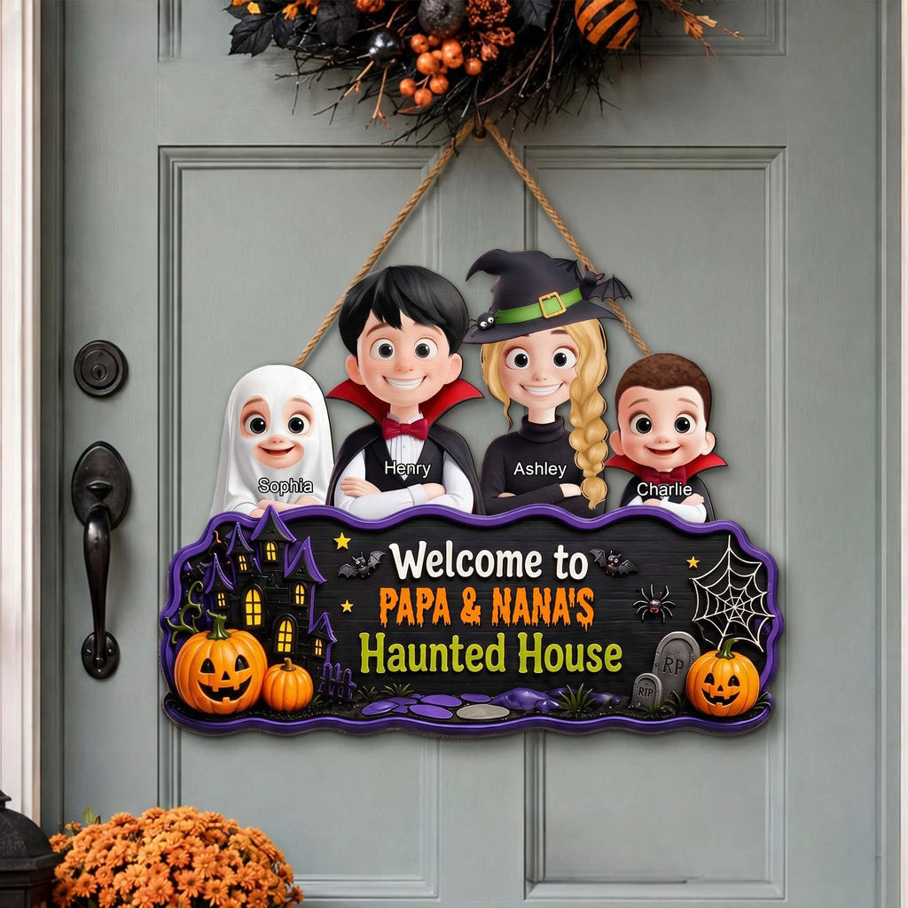 Welcome To Haunted House - Personalized Wood Sign