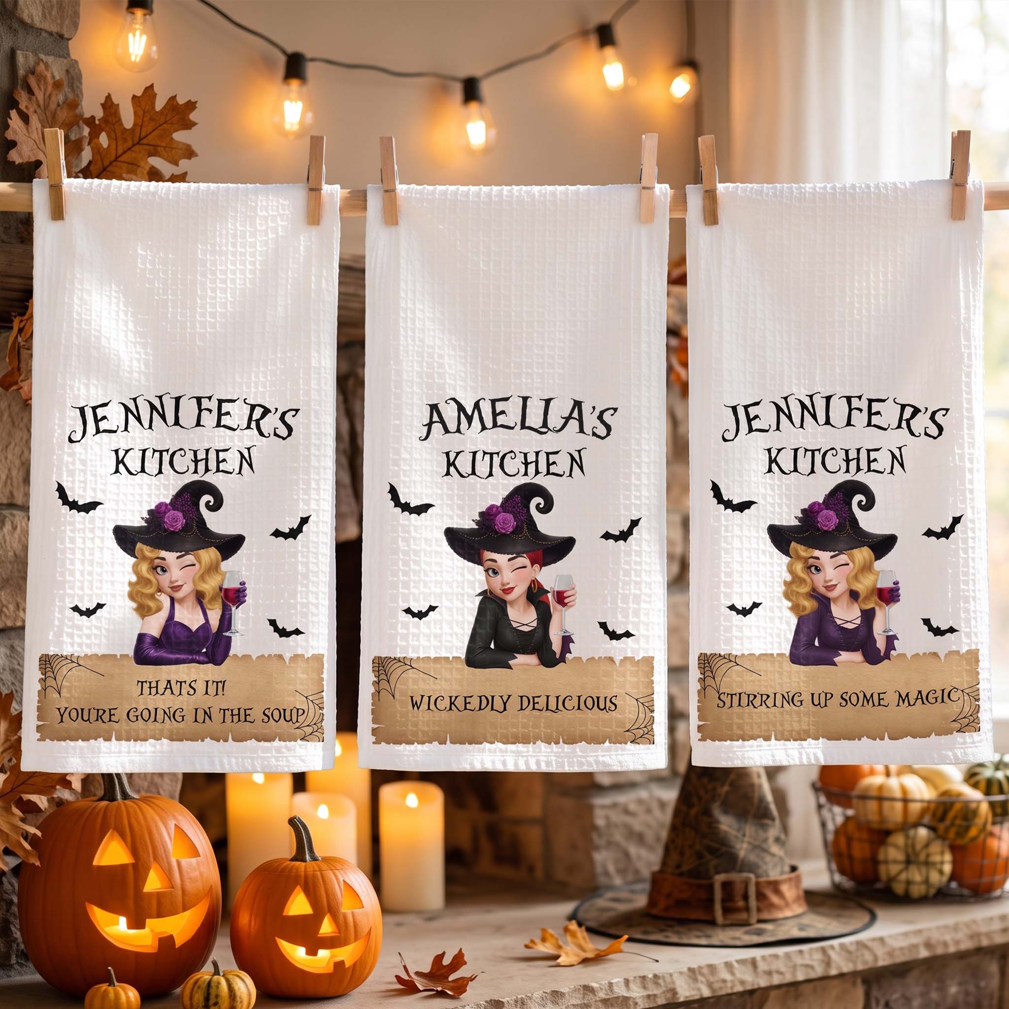 Wickedly Delicious Witch Kitchen Stirring Up Some Magic - Personalized Kitchen Towel
