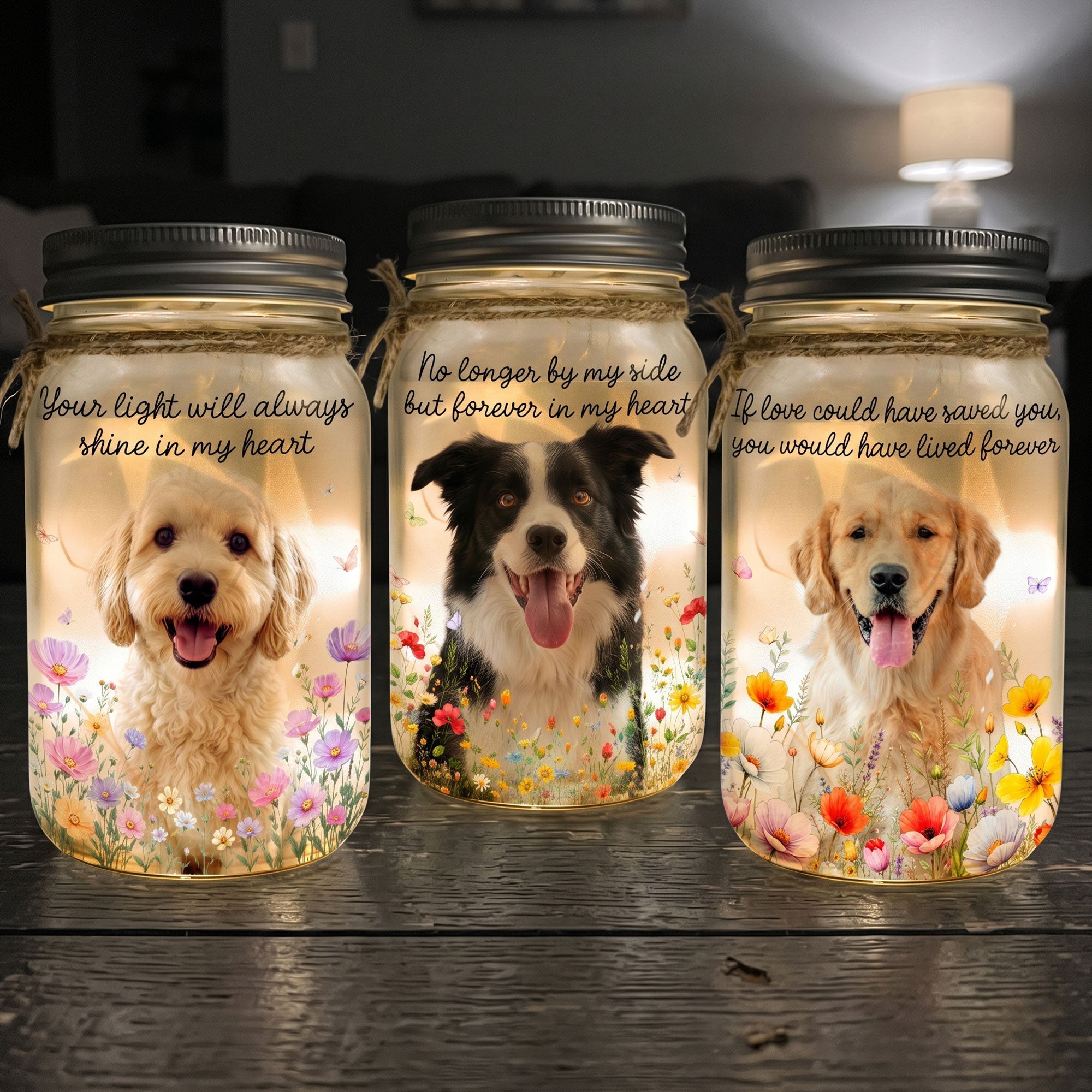 Your Light Will Always Shine In My Heart Pet Loss Gifts Custom Photo - Personalized Night Light