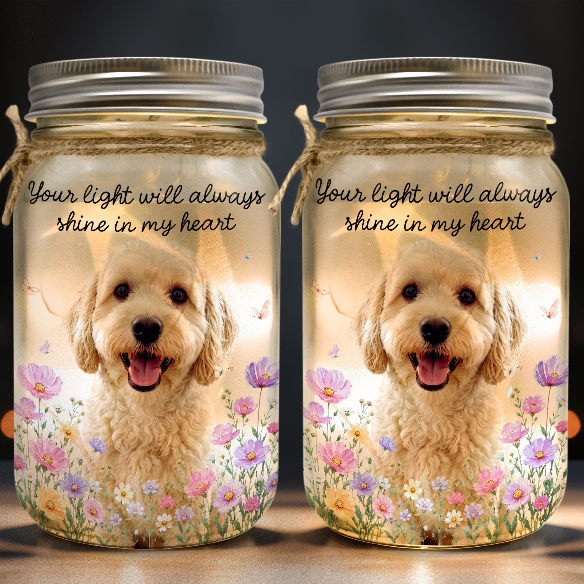 Your Light Will Always Shine In My Heart Pet Loss Gifts Custom Photo - Personalized Night Light