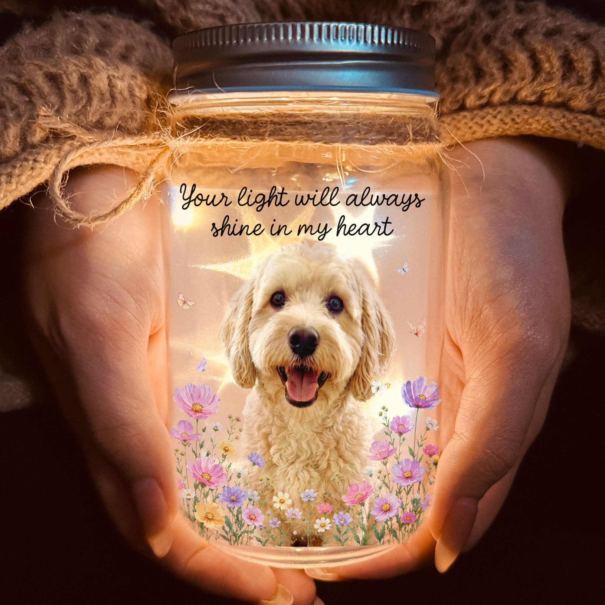 Your Light Will Always Shine In My Heart Pet Loss Gifts Custom Photo - Personalized Night Light
