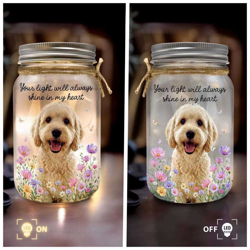 Your Light Will Always Shine In My Heart Pet Loss Gifts Custom Photo - Personalized Night Light